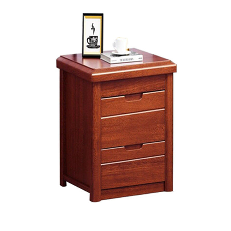 Solid Wood Bedside Table 20" Tall 2-Drawer Night Table in Walnut