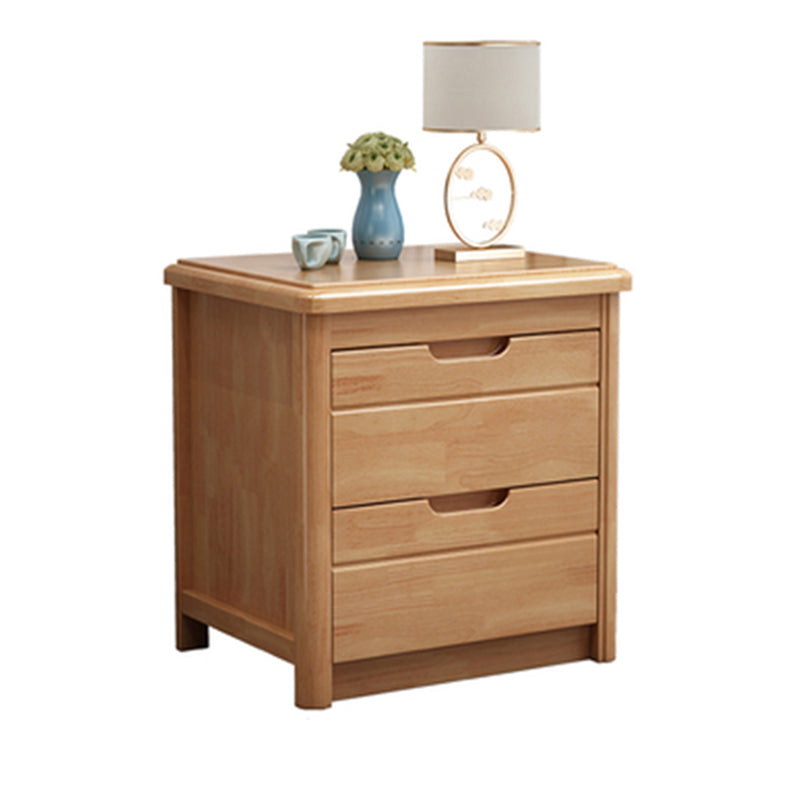 Solid Wood Bedside Table 20" Tall 2-Drawer Night Table in Walnut