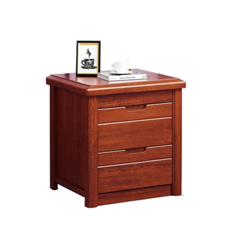 Solid Wood Bedside Table 20" Tall 2-Drawer Night Table in Walnut