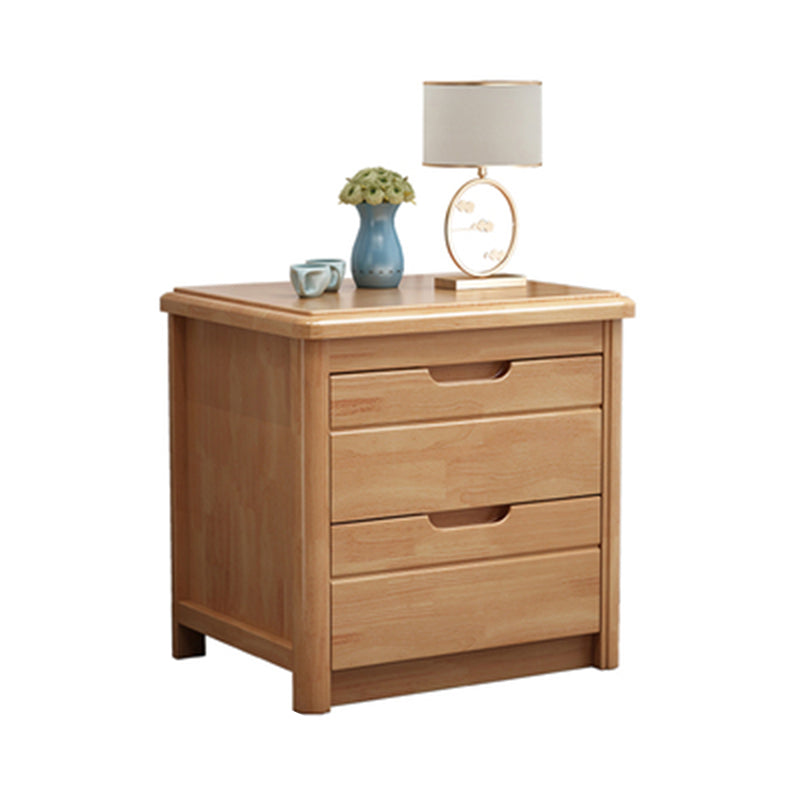 Solid Wood Bedside Table 20" Tall 2-Drawer Night Table in Walnut