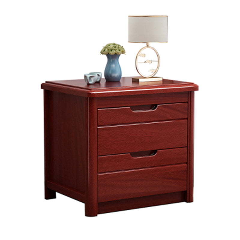 Solid Wood Bedside Table 20" Tall 2-Drawer Night Table in Walnut