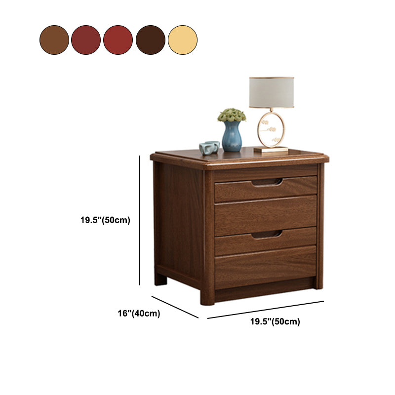 Solid Wood Bedside Table 20" Tall 2-Drawer Night Table in Walnut