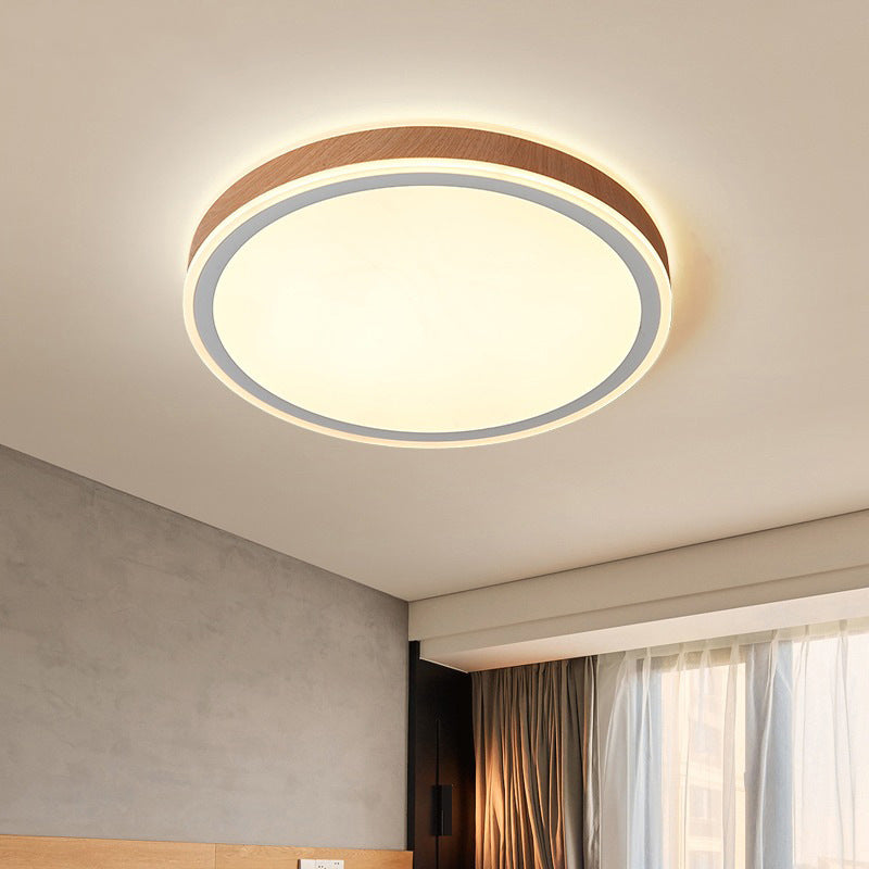 Modern LED Ceiling Mount Light Wooden Ceiling Light with Acrylic Shade for Bedroom