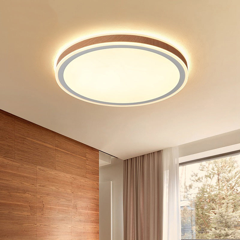 Modern LED Ceiling Mount Light Wooden Ceiling Light with Acrylic Shade for Bedroom