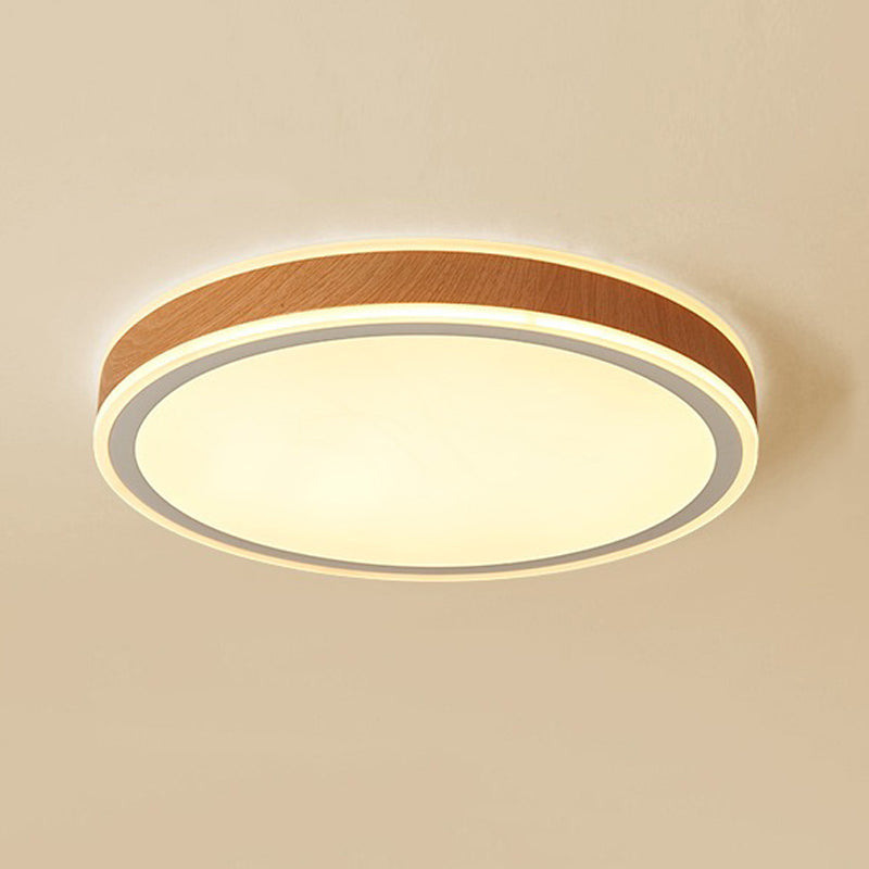 Modern LED Ceiling Mount Light Wooden Ceiling Light with Acrylic Shade for Bedroom