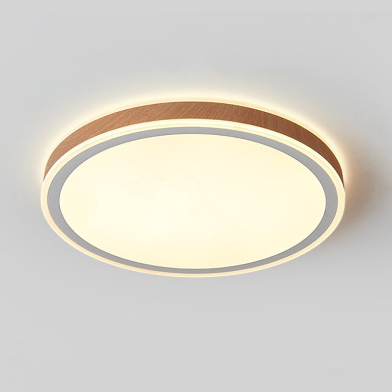 Modern LED Ceiling Mount Light Wooden Ceiling Light with Acrylic Shade for Bedroom