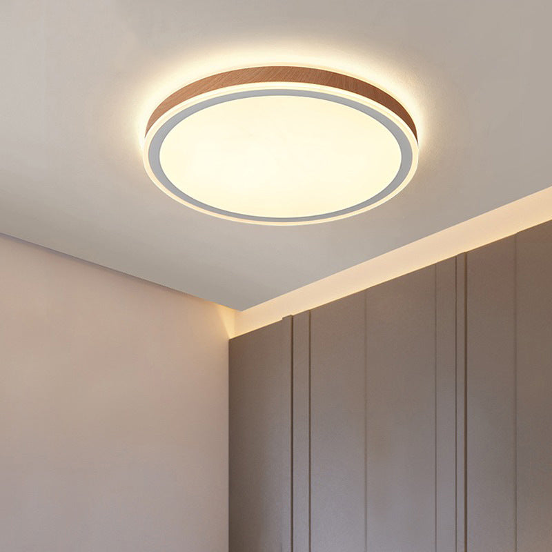 Modern LED Ceiling Mount Light Wooden Ceiling Light with Acrylic Shade for Bedroom