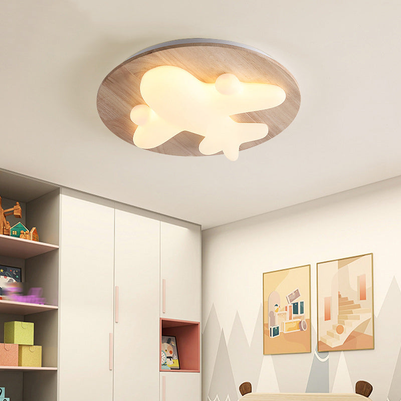 Wooden Ceiling Mount Light Modern LED Ceiling Light with Acrylic Shade for Bedroom