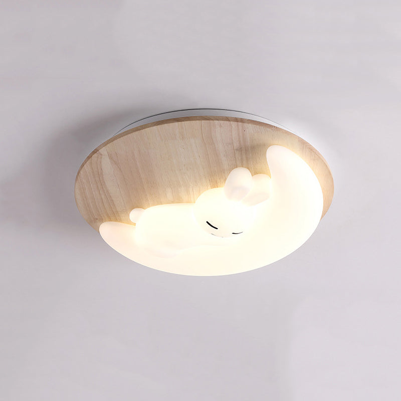 Wooden Ceiling Mount Light Modern LED Ceiling Light with Acrylic Shade for Bedroom