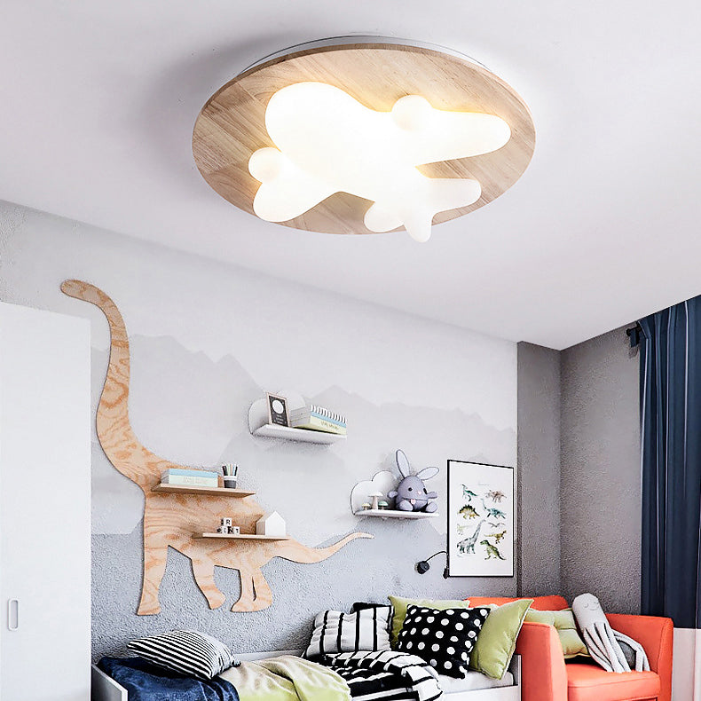 Wooden Ceiling Mount Light Modern LED Ceiling Light with Acrylic Shade for Bedroom