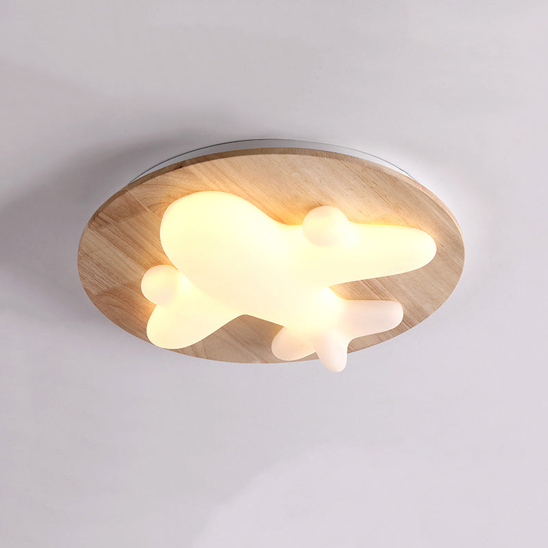 Wooden Ceiling Mount Light Modern LED Ceiling Light with Acrylic Shade for Bedroom