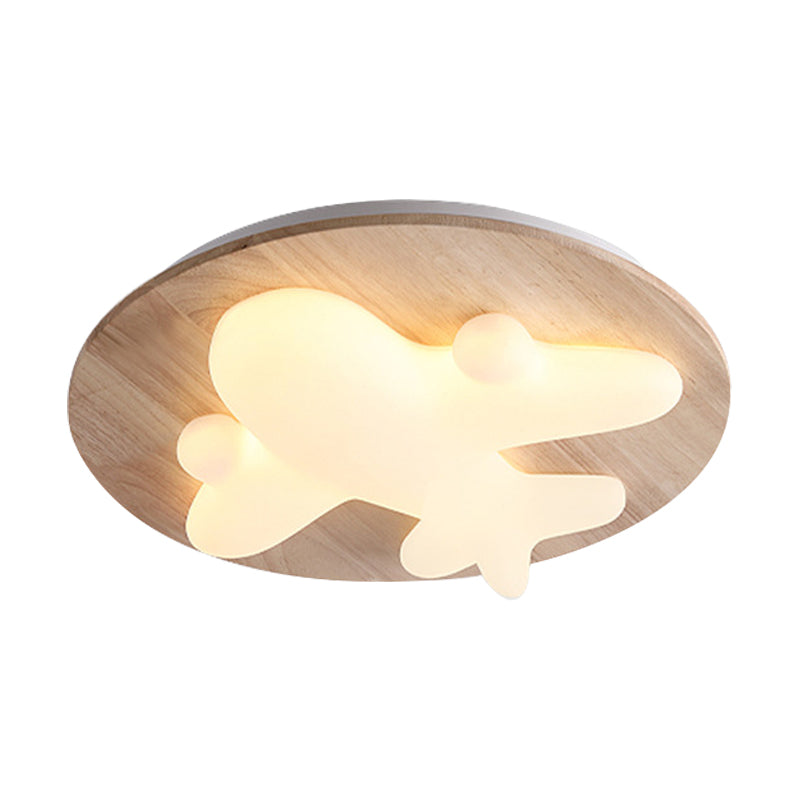 Wooden Ceiling Mount Light Modern LED Ceiling Light with Acrylic Shade for Bedroom