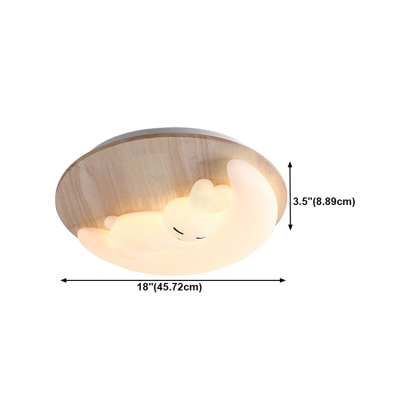 Wooden Ceiling Mount Light Modern LED Ceiling Light with Acrylic Shade for Bedroom