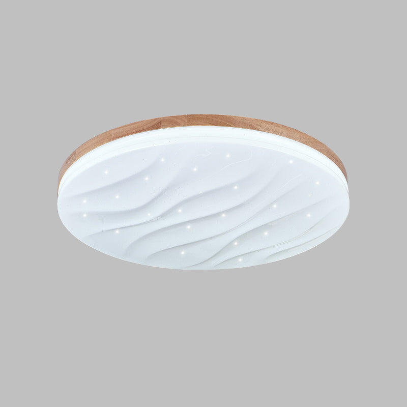 Modern LED Ceiling Mount Light Wooden Ceiling Lamp with Acrylic Shade for Bedroom