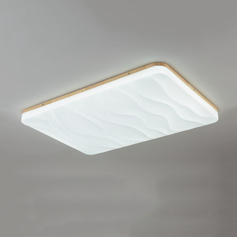 Modern LED Ceiling Mount Light Wooden Ceiling Lamp with Acrylic Shade for Bedroom