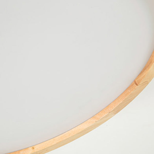 Round Simple Ceiling Mount Light Wooden LED Ceiling Light with Acrylic Shade