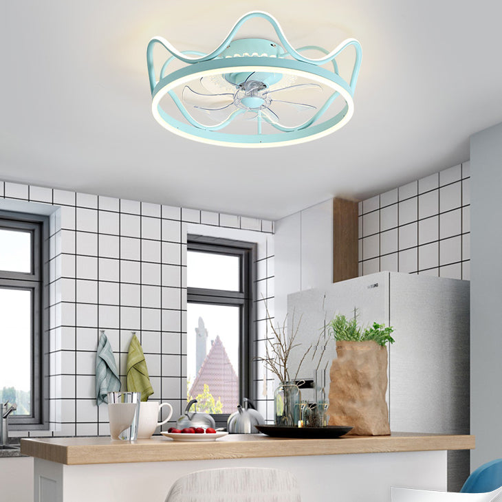 Crown Shape Ceiling Fan Light LED Ceiling Mount Lamp with Acrylic Shade for Bedroom