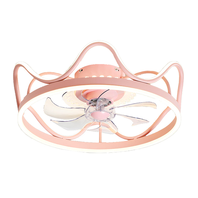 Crown Shape Ceiling Fan Light LED Ceiling Mount Lamp with Acrylic Shade for Bedroom