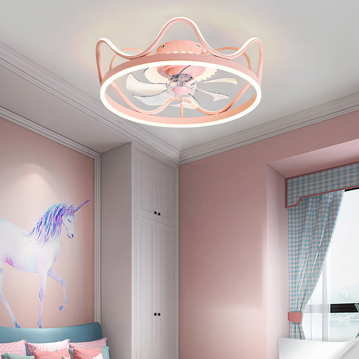 Crown Shape Ceiling Fan Light LED Ceiling Mount Lamp with Acrylic Shade for Bedroom