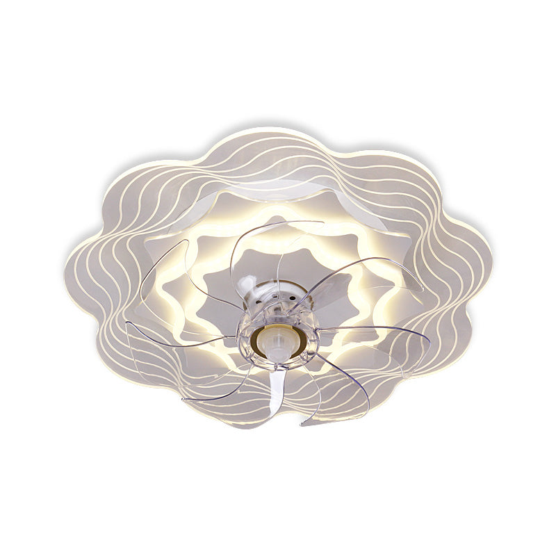 Metal Flower Fan Ceiling Lighting Modern Style 1-Light Flush Mount Lamp