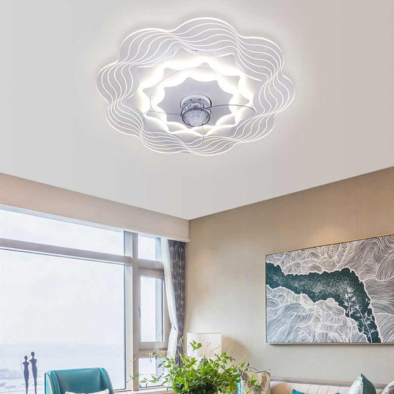 Metal Flower Fan Ceiling Lighting Modern Style 1-Light Flush Mount Lamp