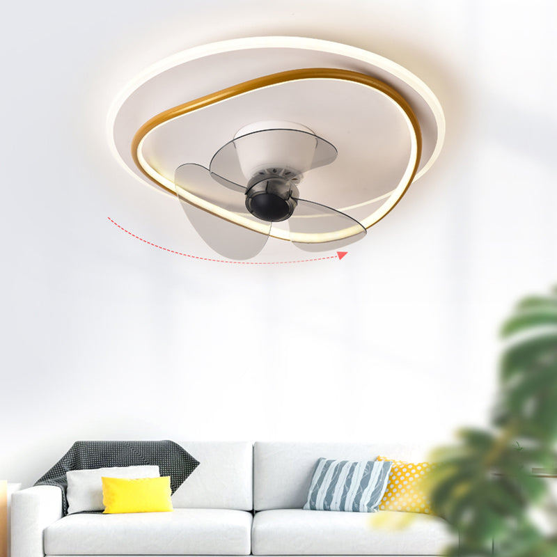 Geometric Shape Metal Ceiling Fans Modern 2-Lights Ceiling Fan Lamp Fixture