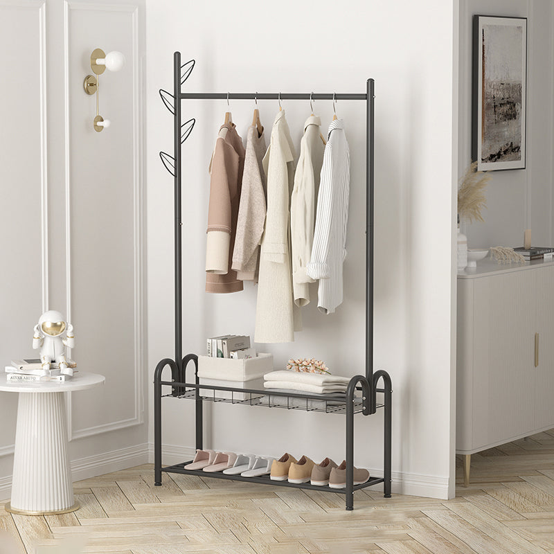 Modern Metal Hall Tree Coat Hanger Hooks and Storage Shelf Coat Rack