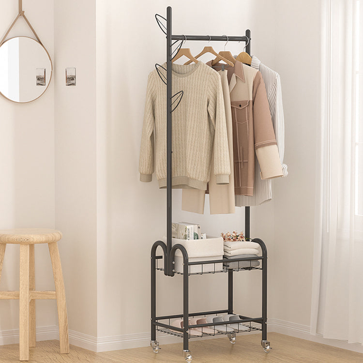 Modern Metal Hall Tree Coat Hanger Hooks and Storage Shelf Coat Rack