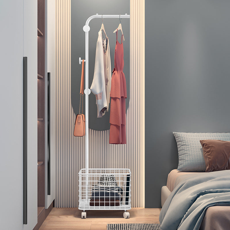 Contemporary Bedroom Coat Rack Metal Hook Coat Rack with Storage