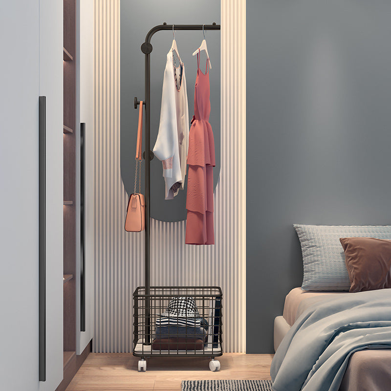 Contemporary Bedroom Coat Rack Metal Hook Coat Rack with Storage