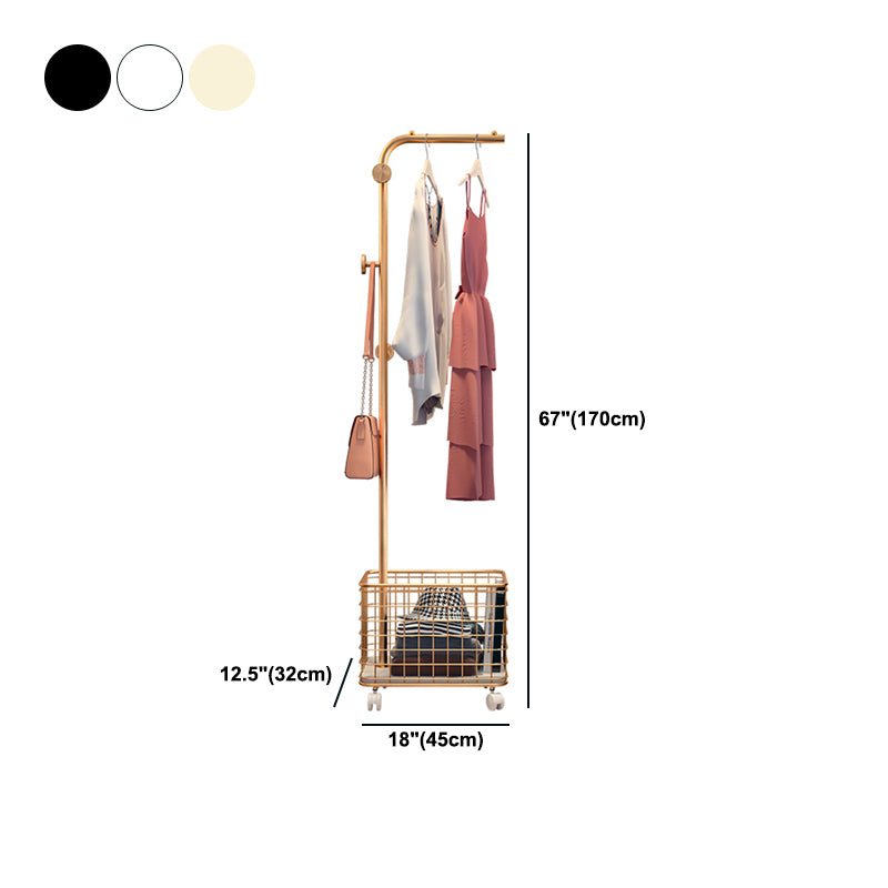 Contemporary Bedroom Coat Rack Metal Hook Coat Rack with Storage