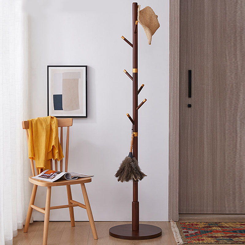 Modern Coat Hanger Wood Hall Tree Free Standing Coat Rack with Hooks