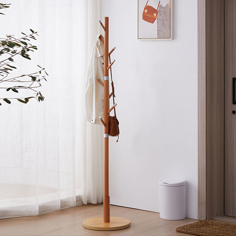 Modern Coat Hanger Wood Hall Tree Free Standing Coat Rack with Hooks