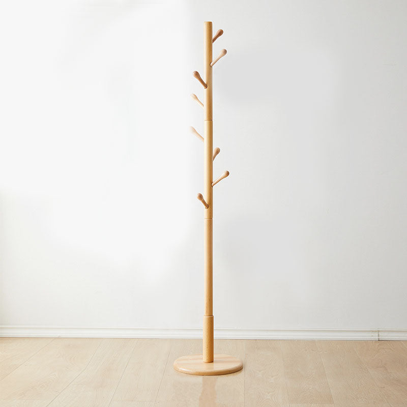 Modern Coat Hanger Wood Hall Tree Free Standing Coat Rack with Hooks