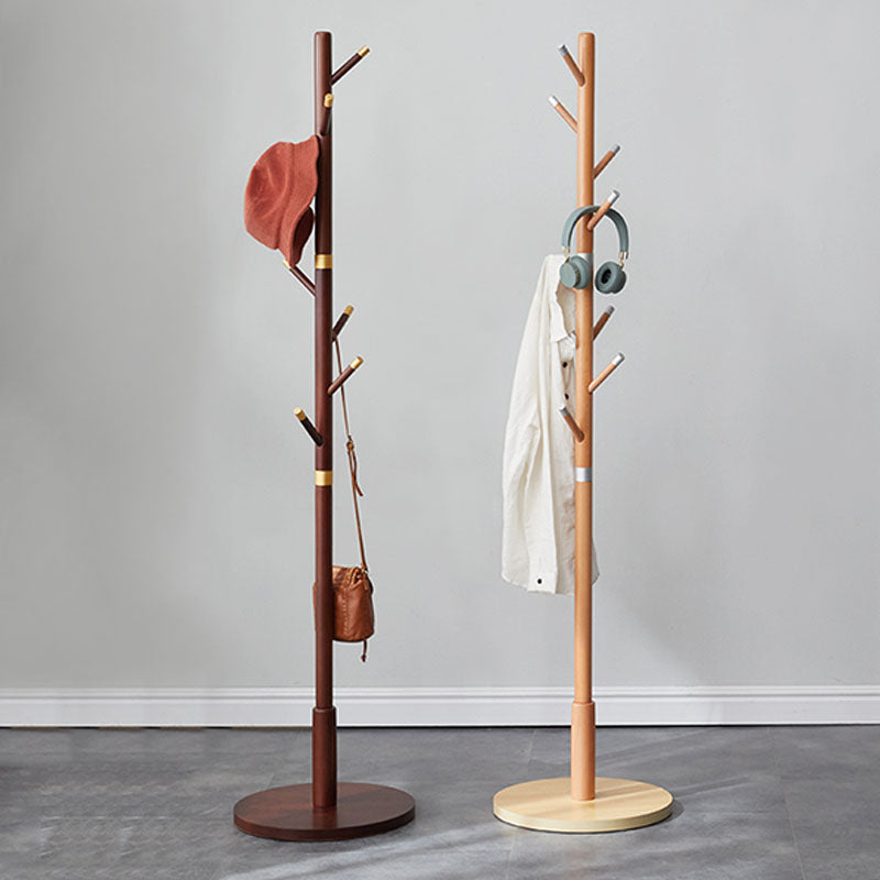 Modern Coat Hanger Wood Hall Tree Free Standing Coat Rack with Hooks