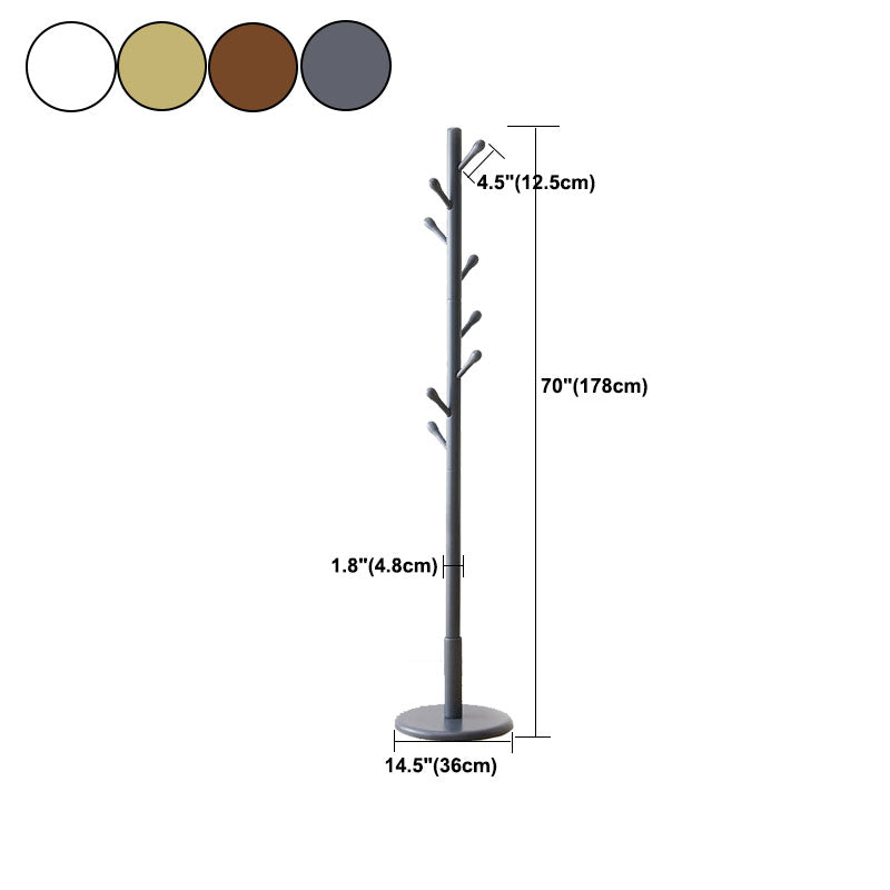 Modern Coat Hanger Wood Hall Tree Free Standing Coat Rack with Hooks