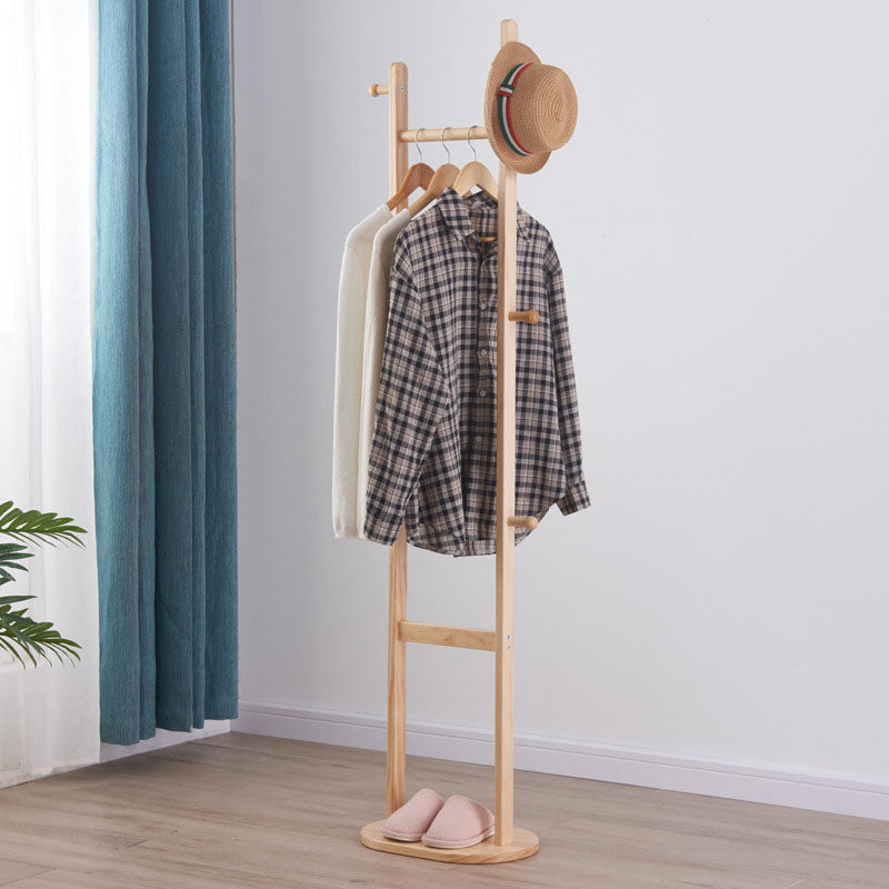 Solid Wood Modern Coat Rack Hooks and Hanging Rail Hallway Coat Hanger