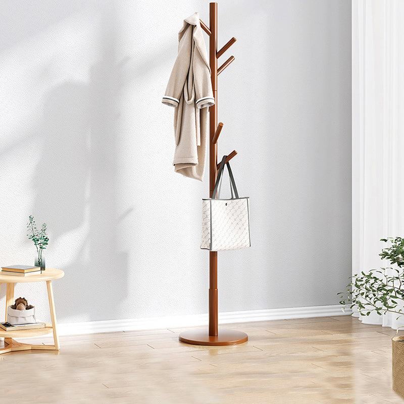 Modern Hall Tree Wood Entryway Kit with Hooks Free Standing Coat Hanger