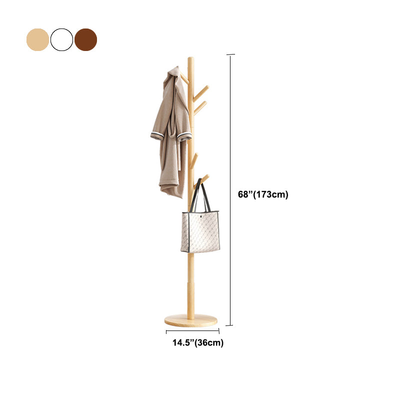 Modern Hall Tree Wood Entryway Kit with Hooks Free Standing Coat Hanger