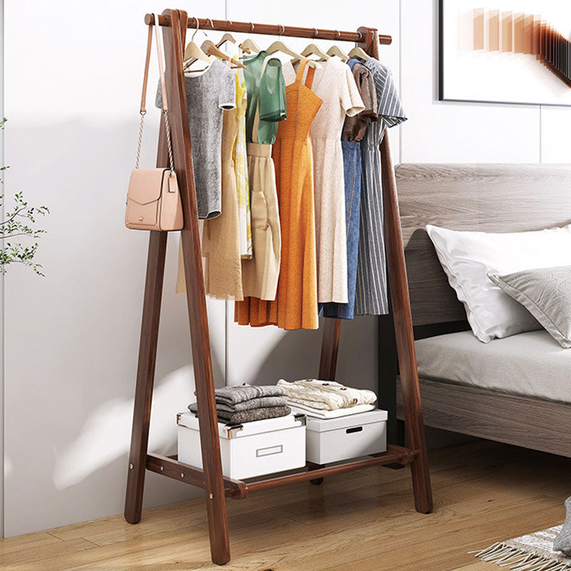 Wood Entryway Hall Tree Storage Shelves Hall Stand with Hanging Rail Coat Rack