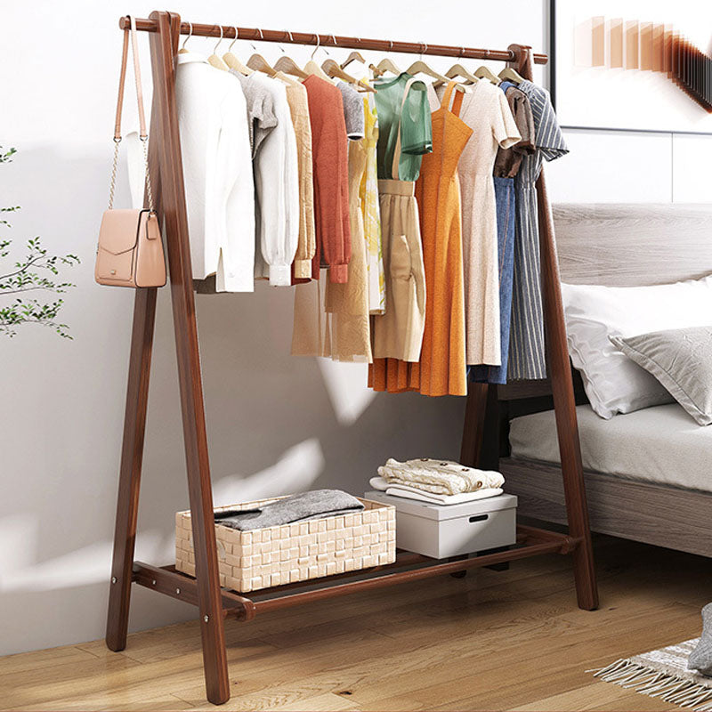 Wood Entryway Hall Tree Storage Shelves Hall Stand with Hanging Rail Coat Rack