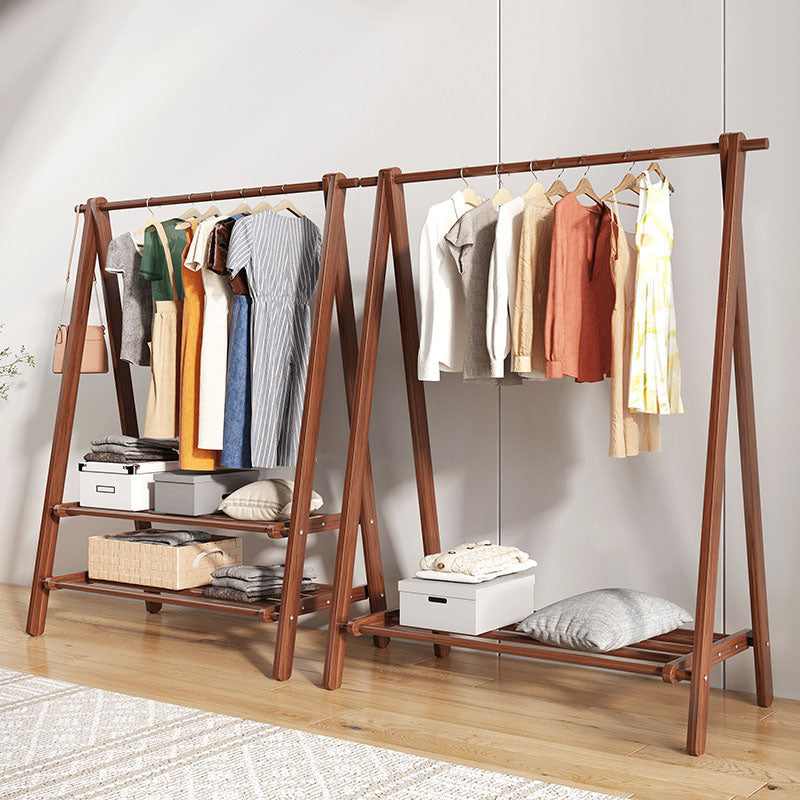 Wood Entryway Hall Tree Storage Shelves Hall Stand with Hanging Rail Coat Rack