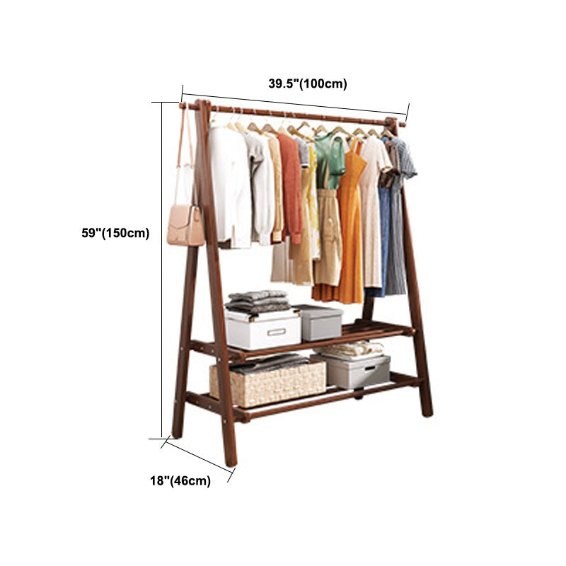 Wood Entryway Hall Tree Storage Shelves Hall Stand with Hanging Rail Coat Rack