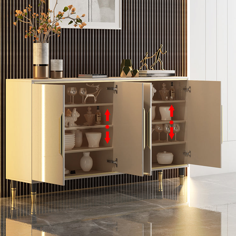 Glam Sideboard in Beige Wood Sideboard with Door for Living Room