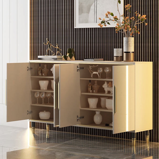 Glam Sideboard in Beige Wood Sideboard with Door for Living Room