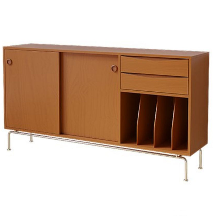 Sliding Door Pine Wood Sideboard Modern Credenza with Storage for Living Room