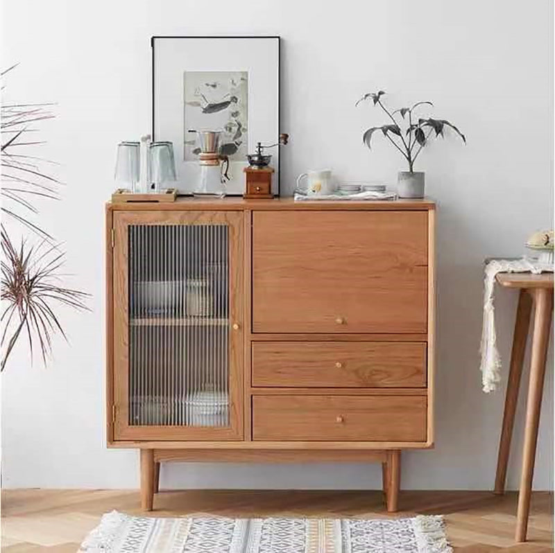 Glam Style Doors Cupboard 38-inch Height Wood Sideboard for Kitchen