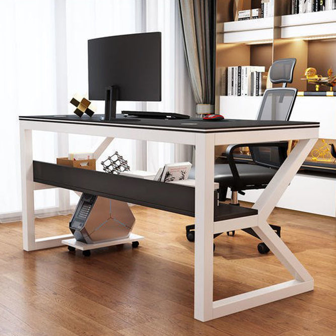 Manufactured Wood Free Form Desk Trestle Steel Base Computer Desk