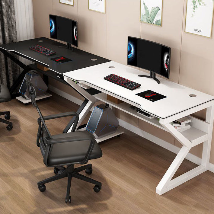 Manufactured Wood Free Form Desk Trestle Steel Base Computer Desk