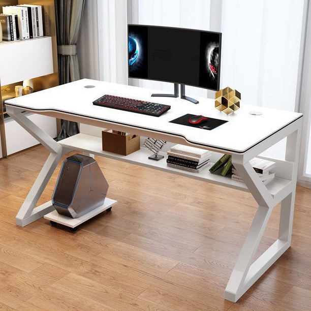 Manufactured Wood Free Form Desk Trestle Steel Base Computer Desk